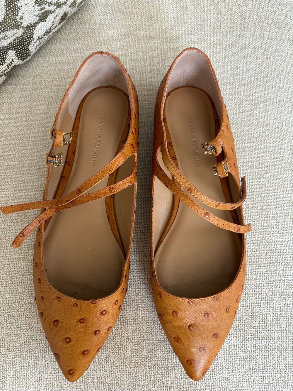 Banana Republic Pointed Mary Jane Flats in Cognac